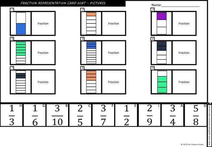 Proper Fractions Builder Bundle: Cut & paste, 4 worksheets + answers
