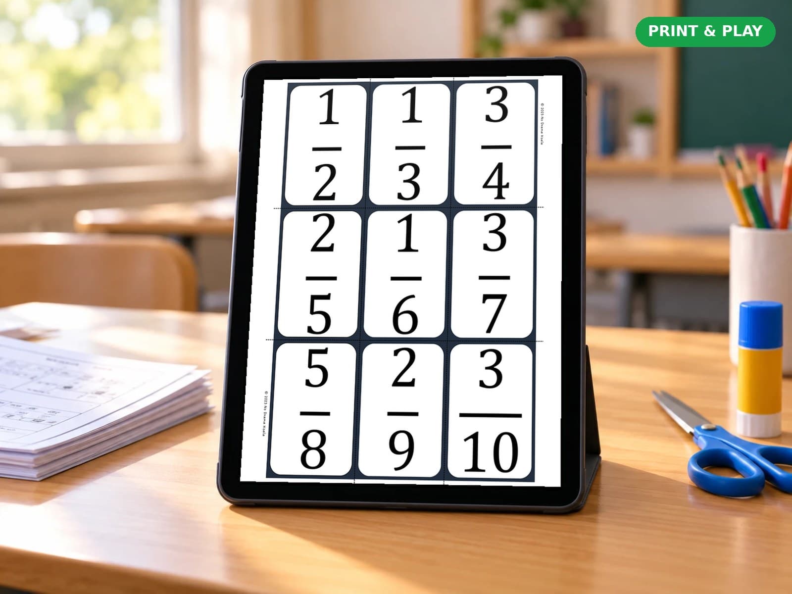 Proper Fractions Builder Bundle on a tablet