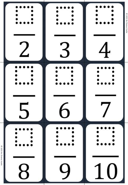 Unit Fractions Builder Bundle: Denominator cards, 4 sheets, 36 cards