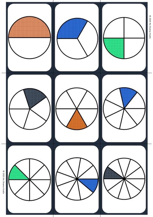 Unit Fractions Builder Bundle: Playing cards, 18 sheets, 162 cards