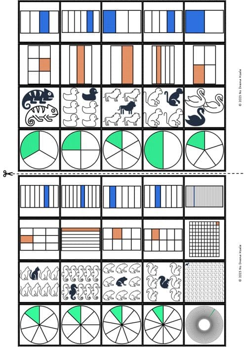 Unit Fractions Builder Bundle: Cut & paste, 2 worksheets + cut sheet