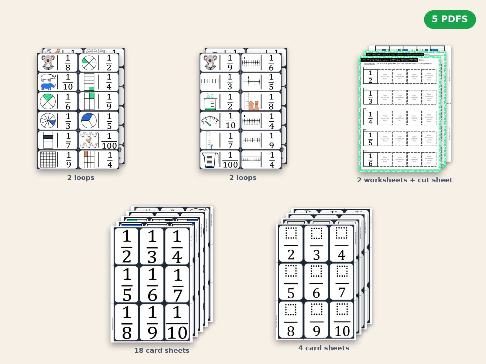 Unit Fractions Bundle, the whole bundle on a desk