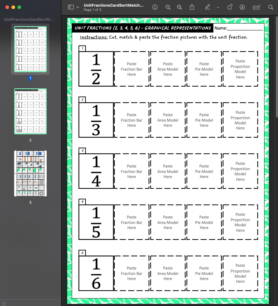 Unit Fractions Foundation Builder Bundle - Print