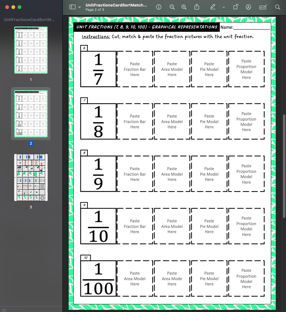 Unit Fractions Foundation Builder Bundle - Print